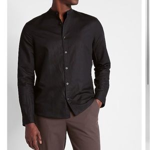 New express Slim Solid Linen Banded shirt